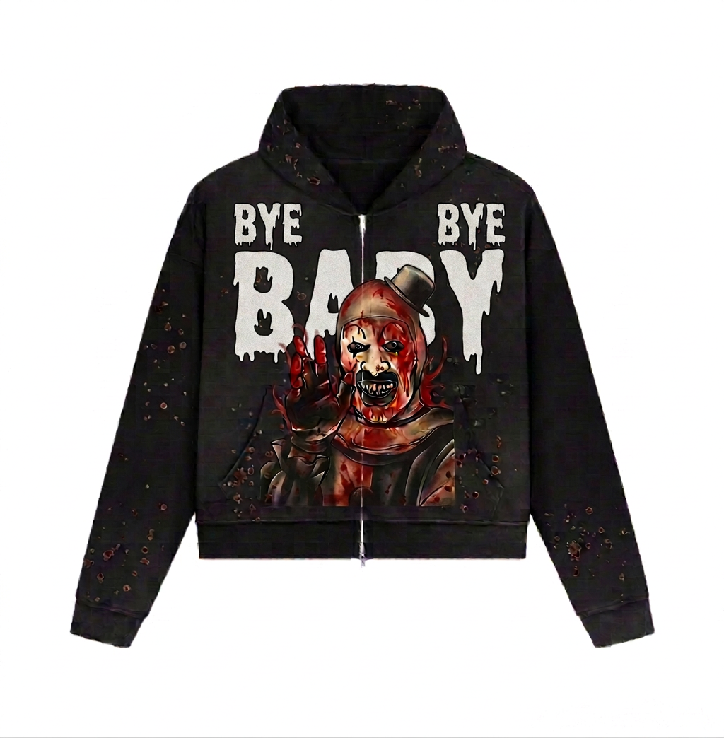 “BYE BYE BABY” Vintage wash splatter hoodie